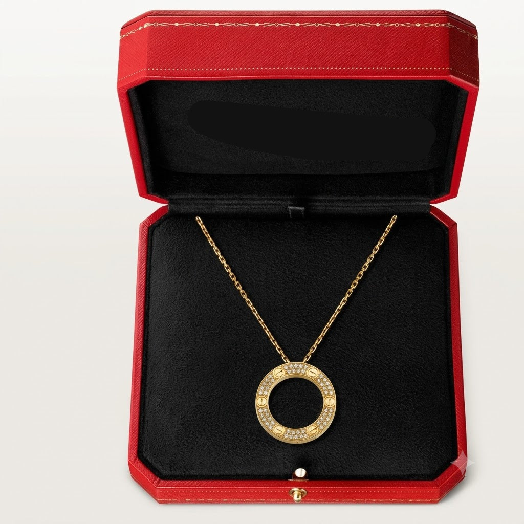 Gold Love Necklace With Stones