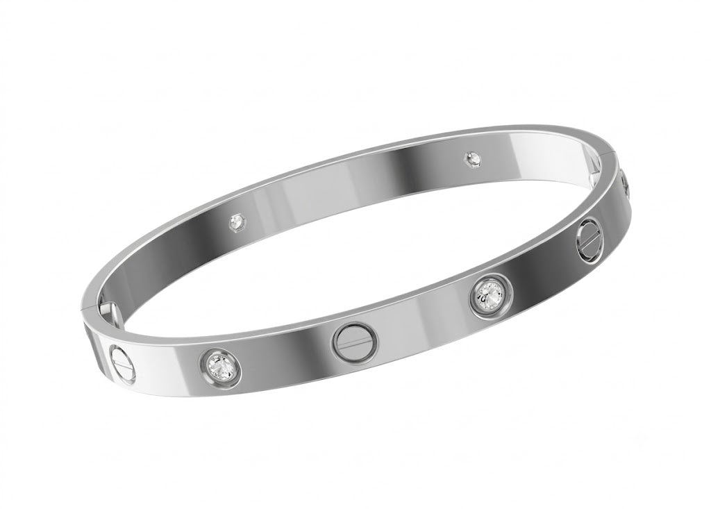 Silver Cuff Bracelet With Stone