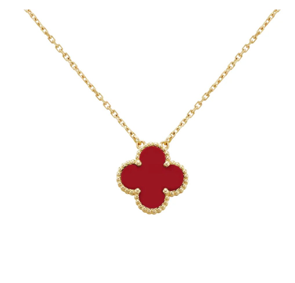 Single Red Clover Necklace