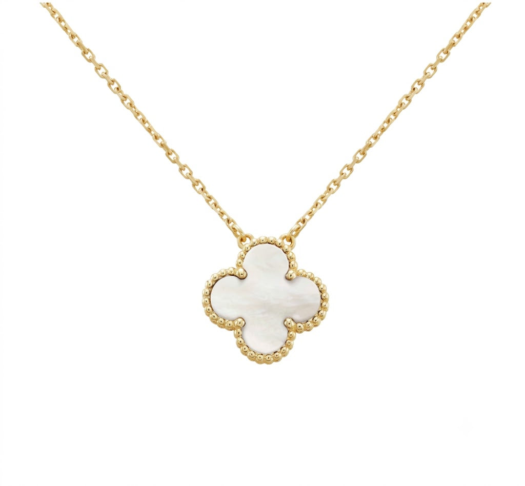 Single White Clover Necklace
